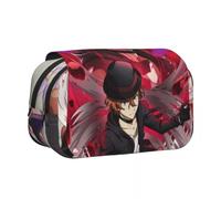 Jilijia Dazai Osamu Anime Federmäppchen BSD Cartoon Stifttasche Nakahara Chuuya/Akutagawa Ryunosuke 3D-Druck Federmäppchen Doppellagiger Reißverschluss Große Kapazität Schreibwarenbox für Jungen