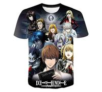 Jilijia Death Note Anime T-Shirt Anime Role Light Yagami/Ryuuku/Misa Amane 3D Cartoon Kurzarm T Anime Spiel Lose Kurzarm Top Hip Hop Top, Typ 7, L