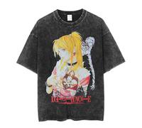 Jilijia Death Note T-Shirt Anime Role Misa Amane 3D T-Shirt Cartoon Washed-Out Old Style Kurzarm T Langarm Anime Spiel Lose Kurzarm Top, Kurzärmeliges T-Shirt, M