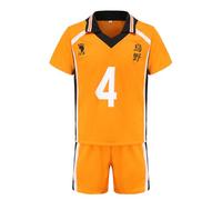 Jilijia Haikyuu T-Shirt Karasuno High Volleyball Jersey Hinata Shoyo/Tobio Kageyama Kurzarm T-Shirt + Shorts Anime Game Suitset, Karasuno High No.4, L