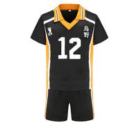 Jilijia Haikyuu T-Shirt Karasuno High Volleyball Jersey Hinata Shoyo/Tobio Kageyama Kurzarm T-Shirt + Shorts Anime Game Suitset, Karasuno High Nr. 12, L