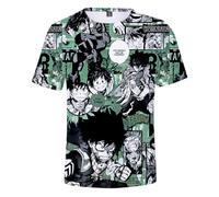 Jilijia MHA Anime Role 3D T-Shirt Midoriya Izuku/Bakugou Katsuk/Dabi Cartoon Kurzarm T Anime Spiel Lose Kurzarm Top, Midoriya Izuku, S