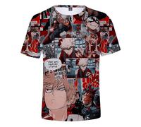 Jilijia MHA Anime Role 3D T-Shirt Midoriya Izuku/Bakugou Katsuk/Dabi Cartoon Kurzarm T Anime Spiel Lose Kurzarm Top, Bakugo Katsuki, L