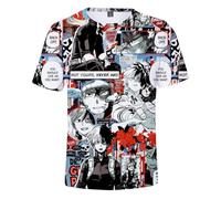 Jilijia MHA Anime Role 3D T-Shirt Midoriya Izuku/Bakugou Katsuk/Dabi Cartoon Kurzarm T Anime Spiel Lose Kurzarm Top, Todoroki Shouto, XS
