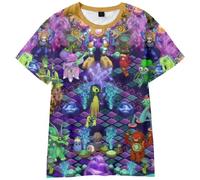 Jilijia My Singing Monsters T-Shirt 3D Manga Monster Gedruckt Kurzarm T-Shirt für Kinder Unisex Sommer Lose Kurzarm Tops Manga Geschenke