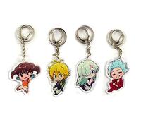 Jilijia The Seven Deadly Sins: Wrath of the Gods Schlüsselanhänger kann aufgehängt werden und abnehmbare Legierung Metall Animation Schlüsselanhänger Meliodas Elizabeth Liones Ban Merlin