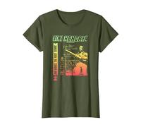 Jimi Hendrix Bringt das Dach Herunter T-Shirt, Damen, Olivgrün, XL