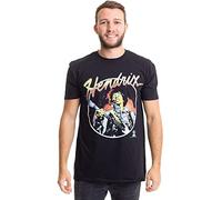 Jimi Hendrix Herren Script Circle T-Shirt, Schwarz (Black), (Herstellergröße: Medium)
