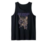 Jimi Hendrix Playing Guitar Purple Yellow Tank Top