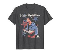 Jimi Hendrix Red White and Blue Stars Vintage Band T-Shirt, Herren, Anthrazit Meliert, XL