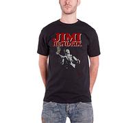 Jimi Hendrix T Shirt Block Logo Contrast Guitar Portrait offiziell Herren Nue