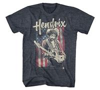 Jimi Hendrix T-Shirt im Stil der 1960er Jahre, psychedelische Musik-Ikone, USA-Flagge, Used-Look, Marineblau, meliert, 3X-Groß