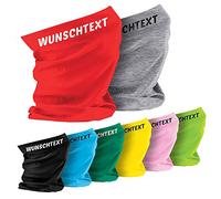 Jimmys Textilfactory Halstuch mit Wunschname Wunschtext Schlauchschal Bandana Sport Motorrad 27 Farben Gesichtsmaske Loop Stirnband Kopftuch Mütze, Farbe: dunkelrot/classic red