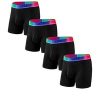 Jimonda Boxershorts Herren 4er Pack Baumwolle Unterhosen Männer Atmungsaktiv Retroshorts Boxer,Rainbow Belt S