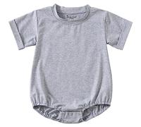 Jimonda Kurzarm-Shirt für Neugeborene Baby Jungen und Mädchen Top aus Baumwolle,Grau 0-3Monate