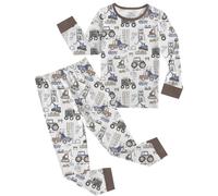 Jimonda Schlafanzug Kinder Lang Jungen Pyjama Set Allover-Print | Schlafanzüge für Jungen,Zweiteilig,Langarm-Oberteil und Hose,Niedliche Druckmuster,Hausanzug,Weich,Bequem,Elastisch,6-14Jahre