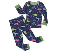 Jimonda Schlafanzug Kinder Lang Jungen Pyjama Set Allover-Print | Schlafanzüge für Jungen,Zweiteilig,Langarm-Oberteil und Hose,Niedliche Druckmuster,Hausanzug,Weich,Bequem,Elastisch,6-14Jahre