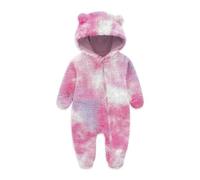 Jimonda Schneeanzug Baby Overall Winter mit Kapuze Fleece Unisex Neugeborene Batikdruck Langarm