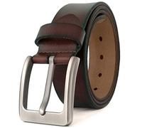 JingHao Große Taille 105cm-175cm Herrengürtel Gürtel Jean Business Vollrindleder Jeansgürtel Herrengürtel Leder Schwarz Braun (Länge 160cm Fit für Taille 57"-59", Schokolade)
