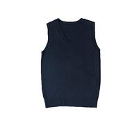jinghuiyue Damen V-Ausschnitt Pullover Weste Schuluniform Einfarbig Ärmellos Strickpullover Pullover Tank Tops, marineblau, X-Klein