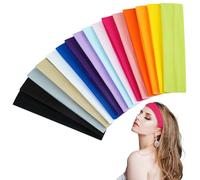 JINGIHE 16 Stück Stirnband Damen Sport, 19.5 x 5cm Stirnband Damen Baumwolle, Bunte Schweißbänder Haarband für Yoga, Fitness, Joggen, Workout, Radfahren, Gym, Übung, Laufen, Mädchen