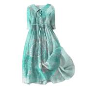 Jingmcdy Damen Sommerkleid - Freizeit Lockere Strandkleid Casual Mode Floral Gedruckt Lang Maxikleid für Sommer Abendkleider 2024 mit Knopfleiste Dress