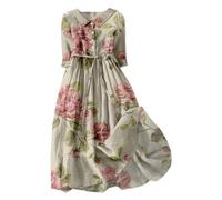 Jingmcdy Rosa Kleid Damen Sale Sommerkleid Damen Freizeit Lockere Strandkleid Damen Sommer Casual Mode Floral Gedruckt Sommerkleid Damen Lang Maxikleid Damen Sommer Abendkleider Kleid Damen Sexy Sale