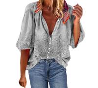 Jingmcdy Sale Angebote Damen-Stehkragen, lockerer, Vintage-Druck, lässig, langärmelig Damen Langarm Elegant Streifen Bluse Tshirt Damen Sommer Casual Mode Top Tank Tops Damen Oberteile