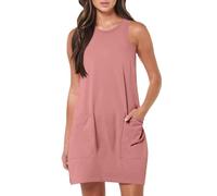 Jingmcdy Sale Sommerkleid Damen Kleid Sommer Einfarbig Freizeit lockere Kleider mit Taschen Lässig Bequeme Basic Ärmellos Kleid Tank Top Kleid Damen Rundhals Vintage Dress Angebote Bestellung