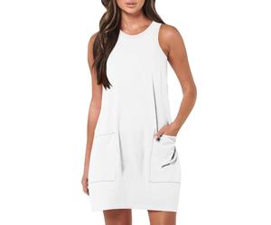 Jingmcdy Sale Sommerkleid Damen Kleid Sommer Einfarbig Freizeit lockere Kleider mit Taschen Lässig Bequeme Basic Ärmellos Kleid Tank Top Kleid Damen Rundhals Vintage Dress Angebote Bestellung