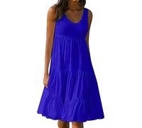 Jingmcdy ZTFYKLIN Sale Kleid Damen 2024 Sommer Ärmellos Kleider Freizeit Lose Dress Strandkleid Lässig Bequeme Basic Dress Damen U-Neck Tank Top Kleid Sommerkleid Casual Sale Angebote Bestellung