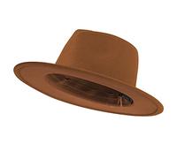 jingsha Fedora-Hüte für Damen und Herren, breite Krempe, Fedora, Filz, Panamahut, Herrenkleid, Hüte mit Gürtelschnalle, Khaki, large