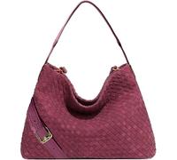 JINMANXUE Boston-Tasche für Damen, gewebte Hobo-Tragetasche, Handtasche und Geldbörsen, weibliche Umhängetasche, modische Umhängetasche, Frosted Smoked Red