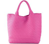 JINMANXUE Modische gewebte Tasche, Shopper Tasche, Reisehandtaschen und Geldbörsen, Damen-Tragetasche, große Kapazität, Schultertaschen, Kirschpulver, Large