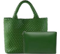 JINMANXUE Damen-Tasche in modischem Webdesign Shopping-Tasche, Reisetasche, Handtasche, Tragetasche, große Schultertaschen, Palmengrün, Large