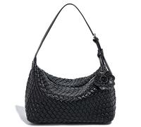 JINMANXUE Fringe Hobo Bag - Retro Handmade Woven Tote Bag for Women Travel Shoulder Handbag, Obsidian Black