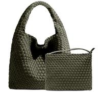 JINMANXUE Gewebte Geldbörse für Damen, Neopren-Schultertasche mit Tragegriff oben, Hobo-Tragetasche, Reise-Handtasche, Handgelenktasche für Arbeit, Einkaufen, Militär, Grün