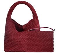 JINMANXUE Gewebte Geldbörse für Damen, Neopren-Schultertasche mit Tragegriff oben, Hobo-Tragetasche, Reise-Handtasche, Handgelenktasche für Arbeit, Einkaufen, Wildleder Ankela Red
