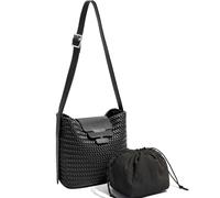 JINMANXUE Gewebte Tragetasche für Damen, Reise-Umhängetasche, groß, hohl, Strand, weiche Satin-Handtaschen, handgewebte Umhängetasche, Perle/Schwarz, Einheitsgröße