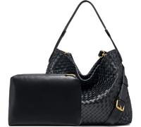 JINMANXUE Kleine handgewebte Handtaschen für Damen, Schultertasche, Umhängetasche, Geldbörsen, kassueller Tragegriff oben, Hobo-Tragetasche, Obsidian Black, Stilvoll und elegant