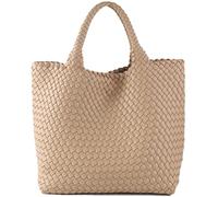 Mode Gewebte Tasche Shopper Tasche Reise Handtaschen und Geldbörsen Frauen Tote Bag Große Kapazität Schulter Taschen, aprikose, 16.1" W x 7.1" D x 11" H
