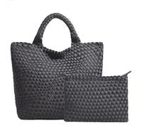 JINMANXUE Mode Hobo Tasche Handgemachte Gewebte Lässige Weibliche Handtasche Große Kapazität Neopren Tragetasche Patchwork Frauen Schulter Taschen, GRAU