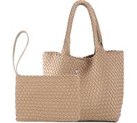 JINMANXUE Modische gewebte Tasche, Shopper Tasche, Reisehandtaschen und Geldbörsen, Damen-Tragetasche, große Kapazität, Schultertaschen, Apricot1, 16.1" W x 7.1" D x 11" H