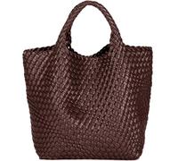 JINMANXUE Modische gewebte Tasche Shopper Tasche Reisehandtaschen und Geldbörsen Frauen Tote Bag Große Kapazität Schultertaschen, coffee