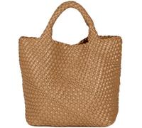 JINMANXUE Modische gewebte Tasche Shopper Tasche Reisehandtaschen und Geldbörsen Frauen Tote Bag Große Kapazität Schultertaschen, caramel