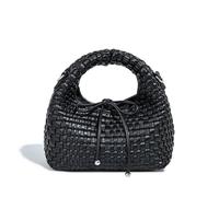 JINMANXUE Modische Mini-Handtasche für Damen, gewebte Tragetasche, Eimer, Verbundtasche, Strickkette, Umhängetasche, Umhängetasche, Schleife Schwarz, Einheitsgröße, modisch