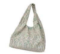 JINQIGG Ästhetische Tragetasche für Damen, wiederverwendbar, Segeltuch, Schultertasche für Shopping, Lebensmittel, Arbeit, Buch, große Kapazität, grün