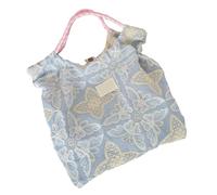 JINQIGG Ästhetische Tragetasche für Damen, wiederverwendbar, Segeltuch, Schultertasche für Shopping, Lebensmittel, Arbeit, Buch, große Kapazität, hellblau