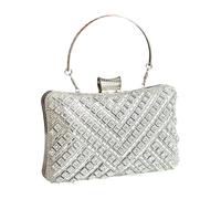 JINQIGG Luxuriöse Strass-Stickerei-Party-Geldbörse, verstellbarer Schultergurt, praktisches Nylon, sichere Aufbewahrungsfächer, Abschlussball, Event, praktische Nylon-Geldbörse, silber, One Size