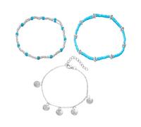 JINQIGG Mehrlagiges Strand-Fußkettchen, stapelbar, Fußschmuck mit Seestern-Muschel-Legierung, Perlen und Kunstperlen, Fußkettchen, verstellbar, Resort-Knöchelkette, Schmuck, Einheitsgröße, Wie